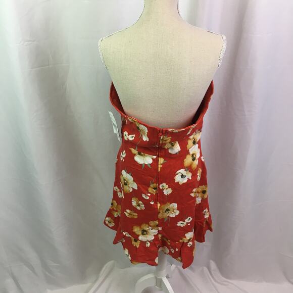 Speechless Floral Strapless Dress Red Orange Jrs S - Picture 6 of 16